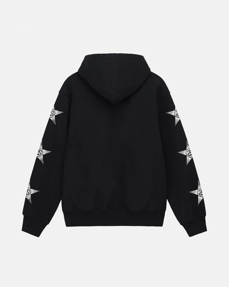 Black Stüssy Stars Zip Hoodie | UAE TDN621857