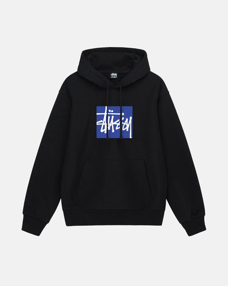 Black Stüssy Stock Box Hoodie | UAE XZB685197