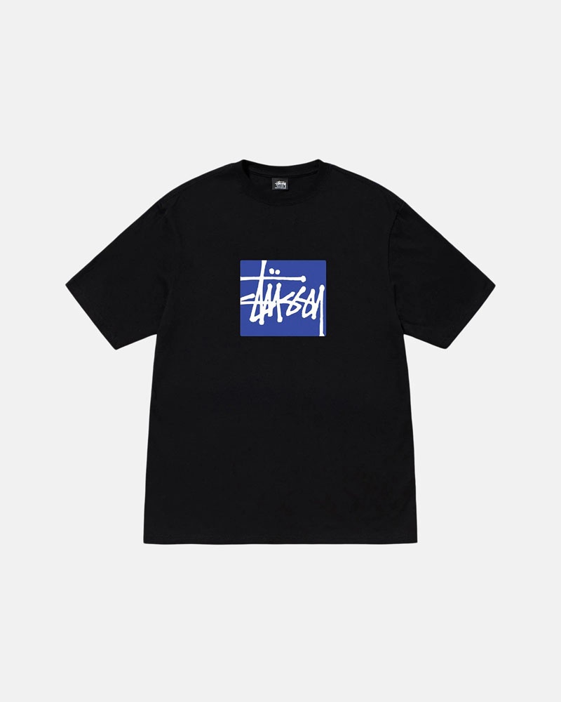 Black Stüssy Stock Box T-Shirt | UAE GNW312578