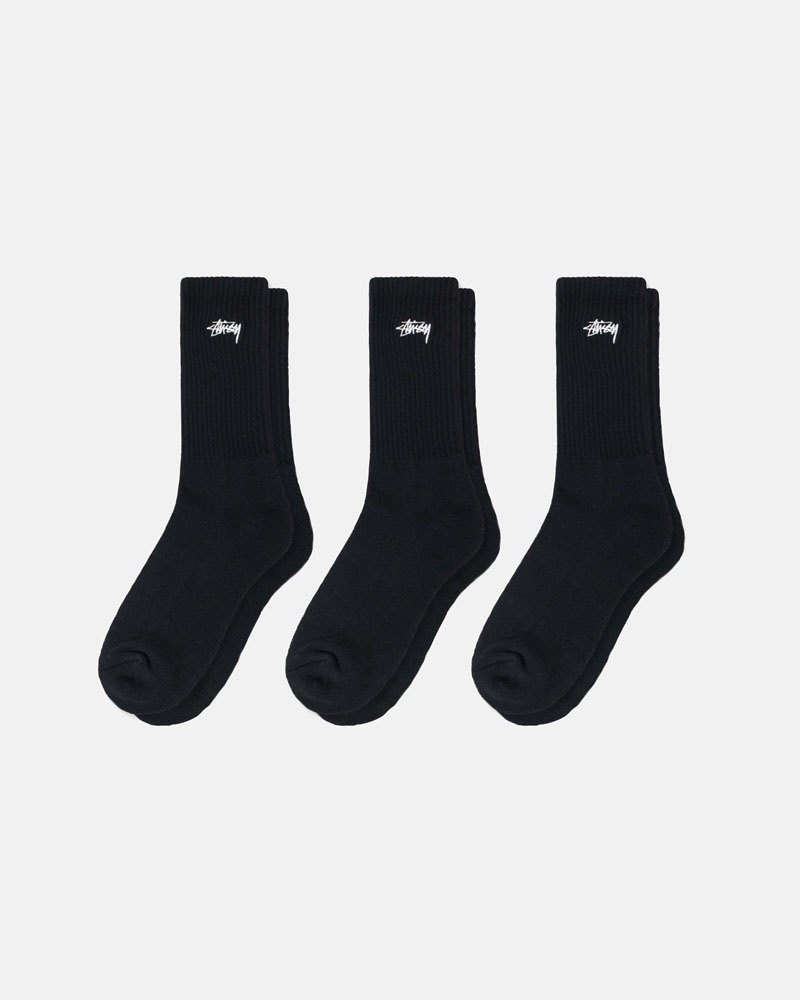 Black Stüssy Stock Crew Pack Socks | UAE QJY596837