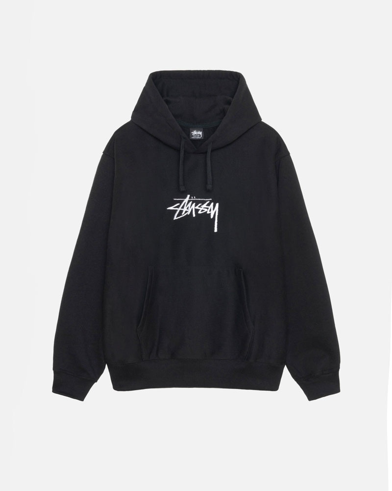 Black Stüssy Stock Logo Applique Hoodie | UAE SHL593612