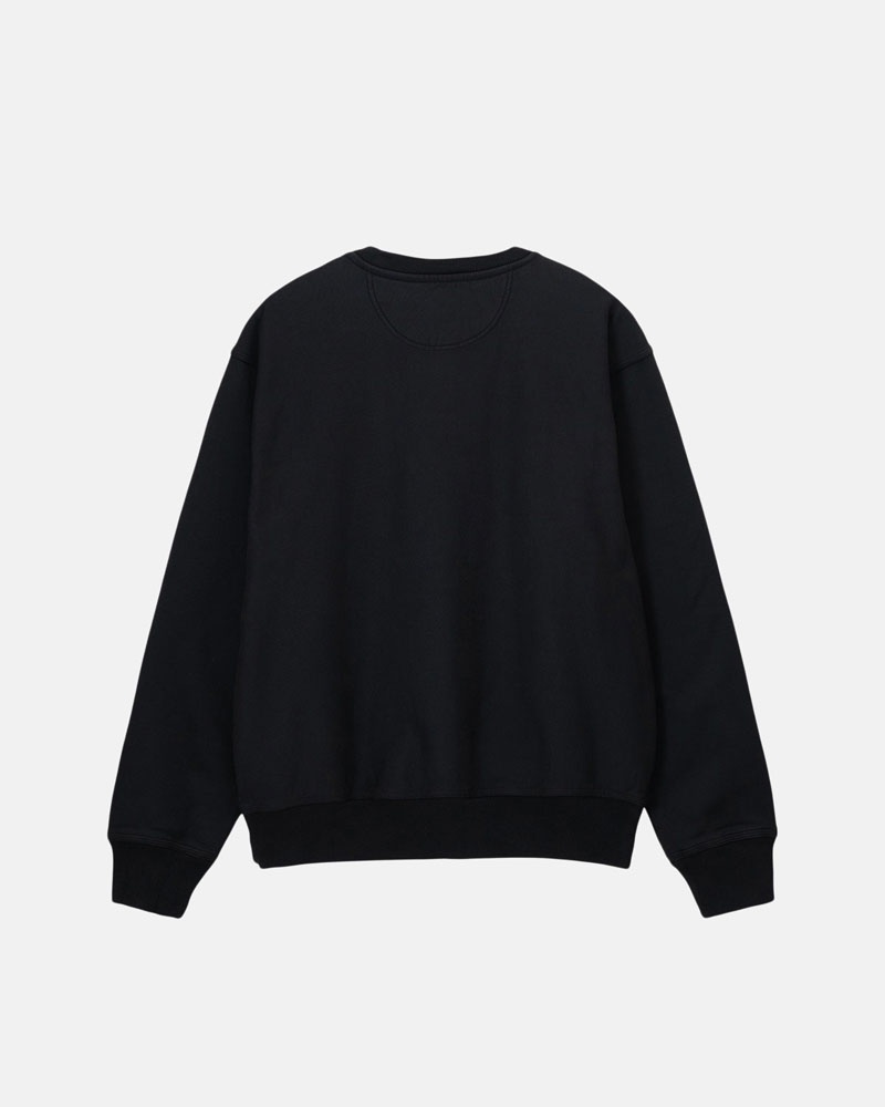 Black Stüssy Stock Logo Crew Sweatshirt | UAE AIX837049