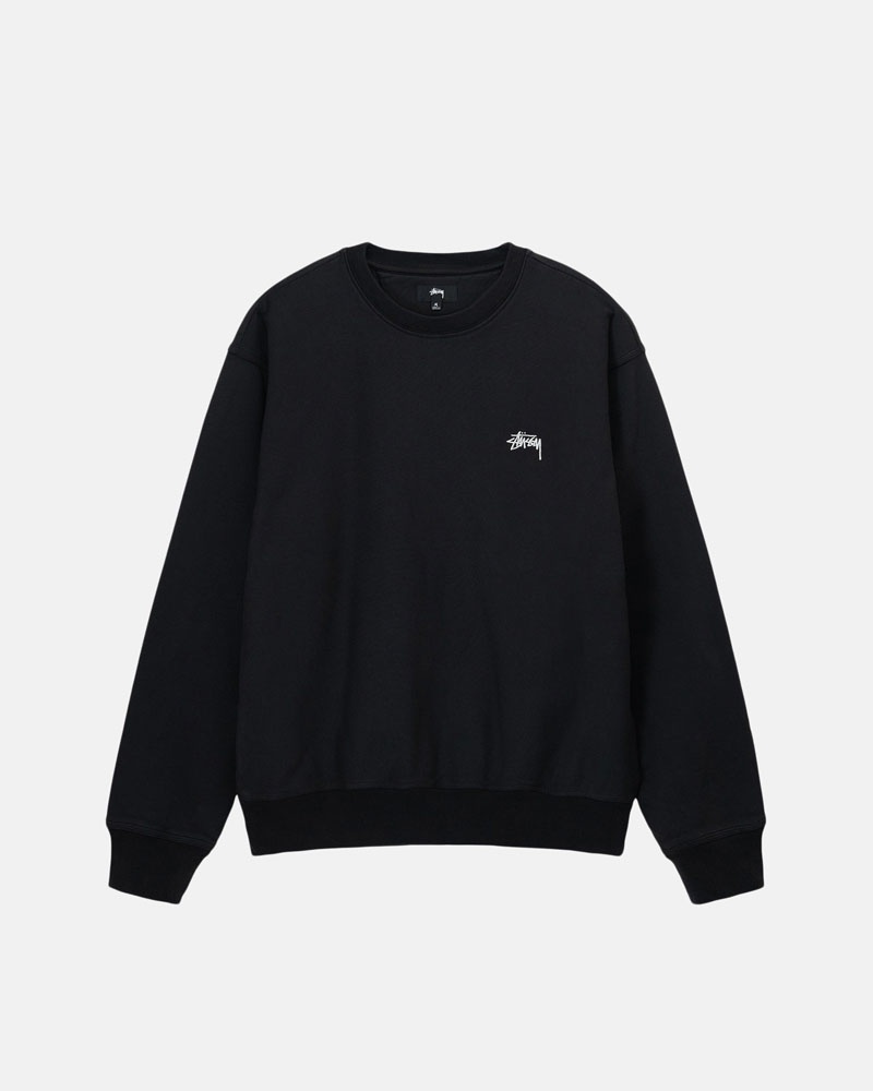 Black Stüssy Stock Logo Crew Sweatshirt | UAE AIX837049