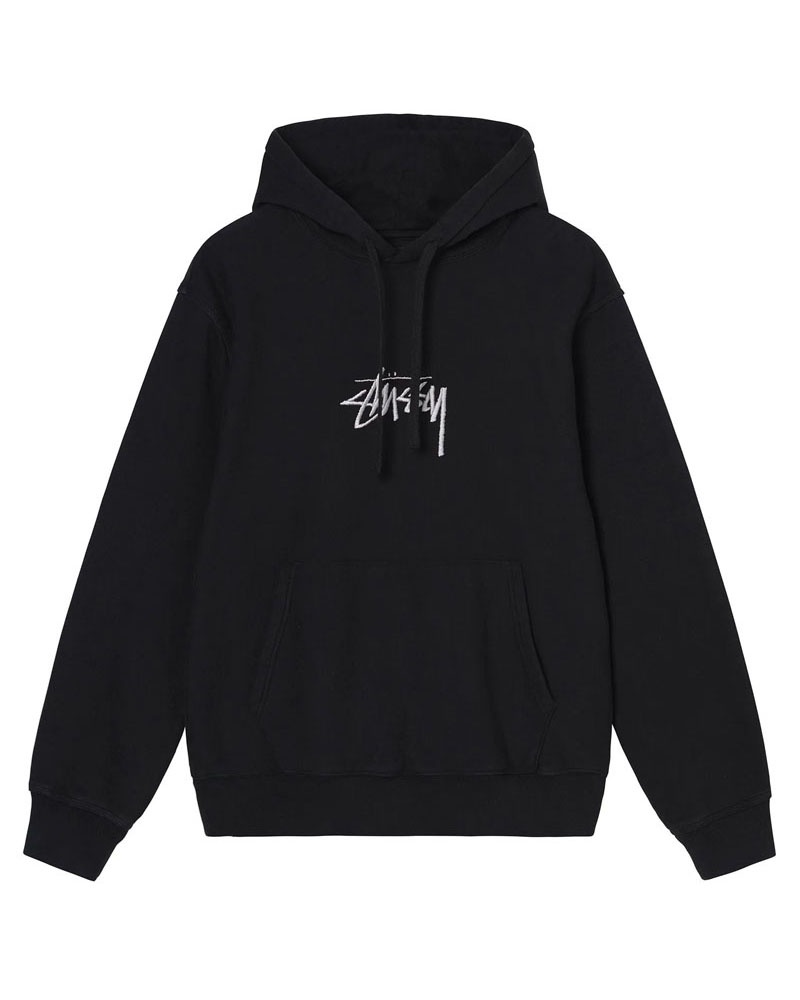 Black Stüssy Stock Logo Hoodie | UAE ZOA097652