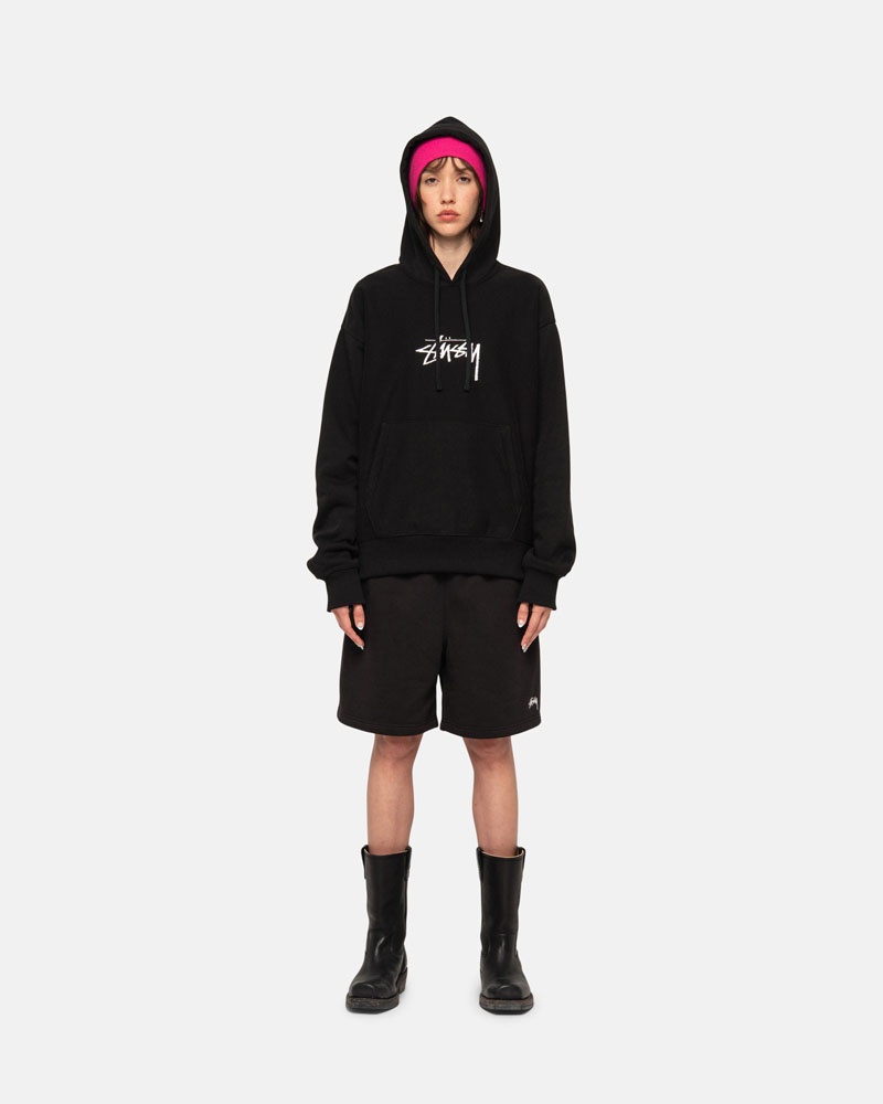 Black Stüssy Stock Logo Sweat Shorts | UAE GYF153927