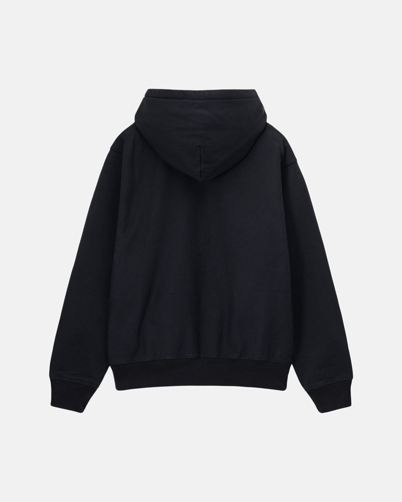 Black Stüssy Stock Logo Zip Hoodie | UAE ZEF516487