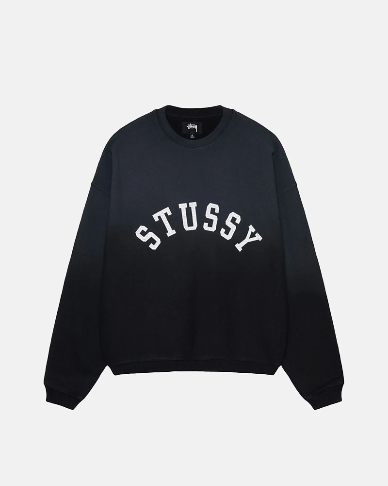 Black Stüssy Sun Faded Oversized Crew Sweatshirt | UAE EJU143058