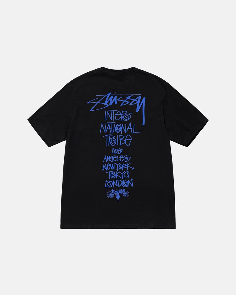 Black Stüssy Tribe Stack T-Shirt | UAE XUS150932