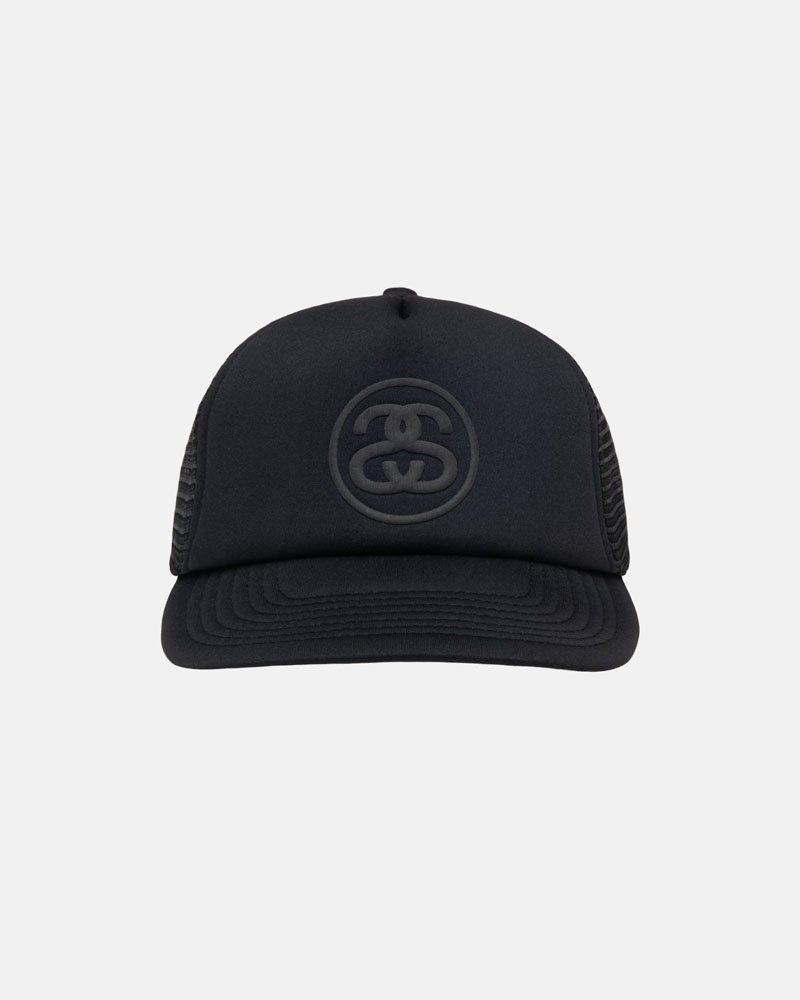 Black Stüssy Trucker SS-Link Snapback Cap | UAE ZWQ648730