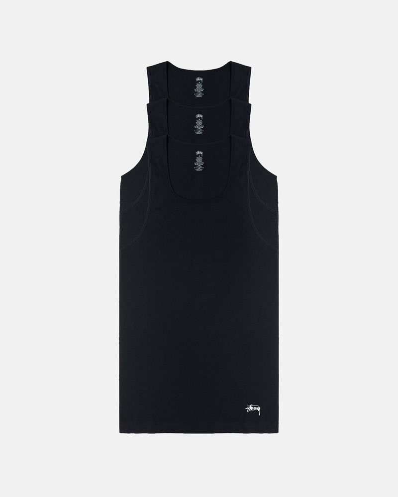 Black Stüssy Undershirts Tank Top | UAE LAN826193