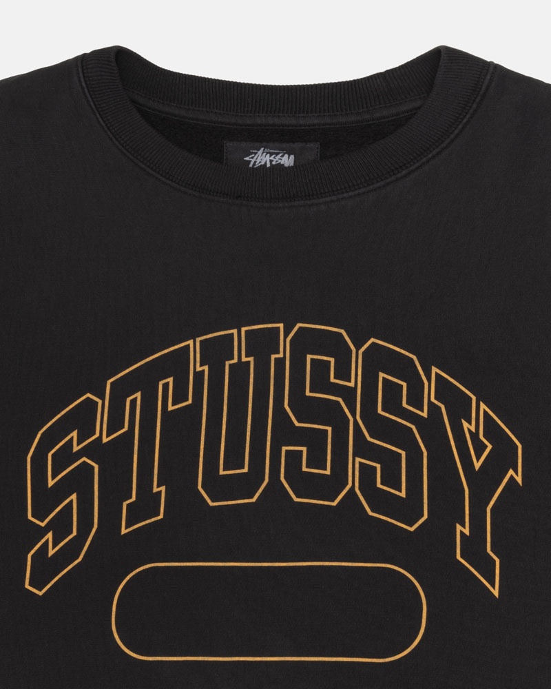 Black Stüssy Varsity Oversized Crew Sweatshirt | UAE TNO460359