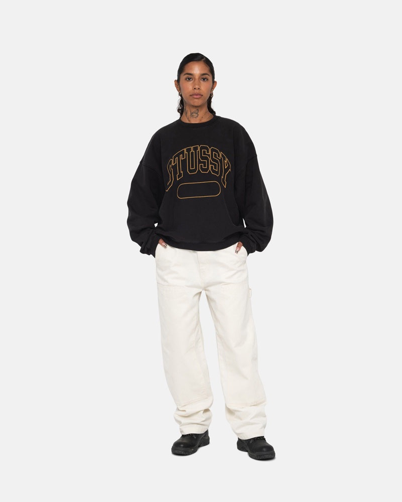 Black Stüssy Varsity Oversized Crew Sweatshirt | UAE TNO460359