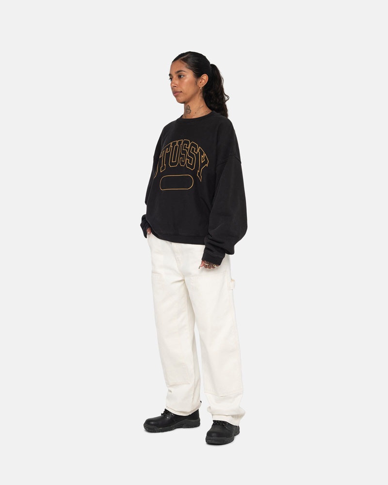 Black Stüssy Varsity Oversized Crew Sweatshirt | UAE TNO460359