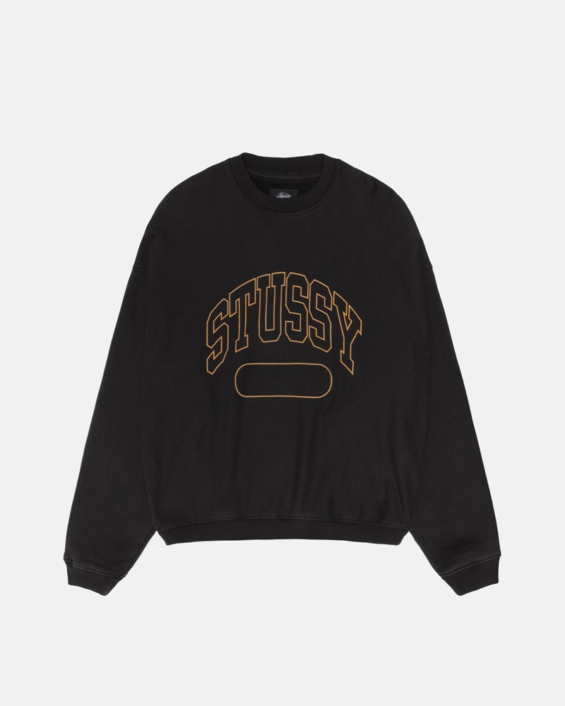 Black Stüssy Varsity Oversized Crew Sweatshirt | UAE TNO460359