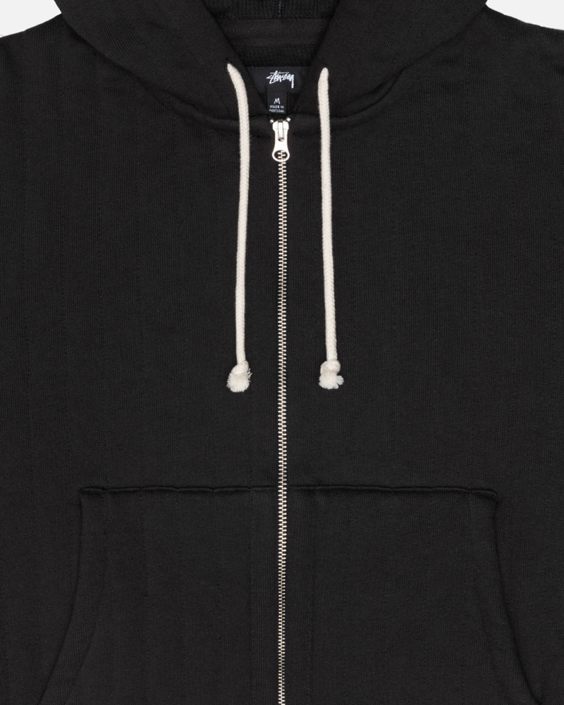 Black Stüssy Vertical Quilted Zip Hoodie | UAE VUK827164