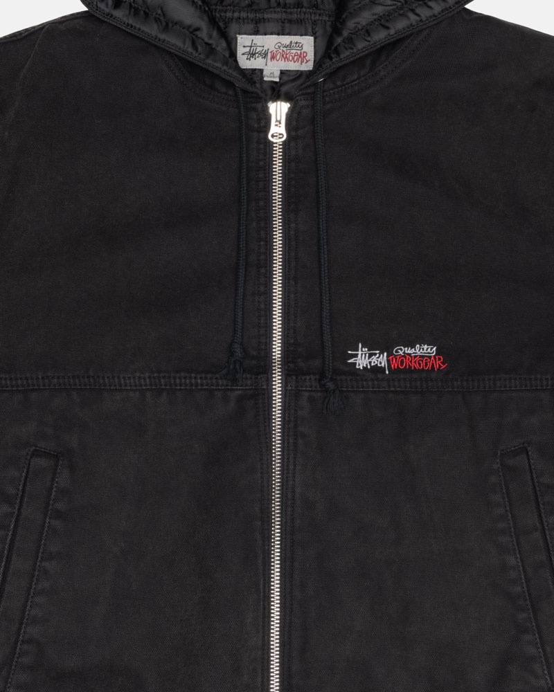 Black Stüssy Work Insulated Canvas Jacket | UAE HPJ731562