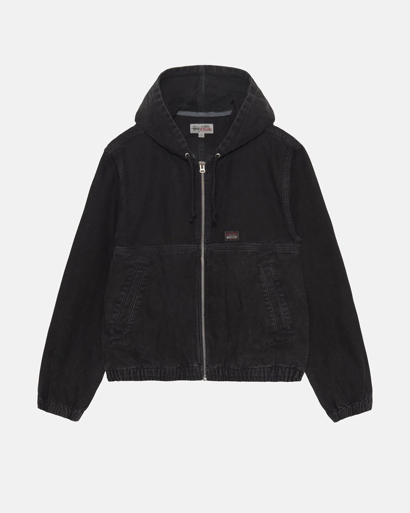 Black Stüssy Work Insulated Canvas Jacket | UAE JPW279615