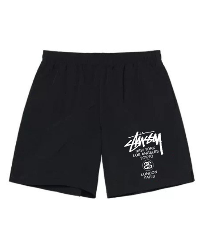 Black Stüssy World Tour Shorts | UAE EOT490532