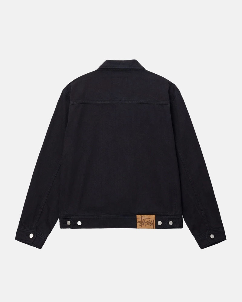 Black Stüssy Zip Work Overdyed Jacket | UAE BKF468013