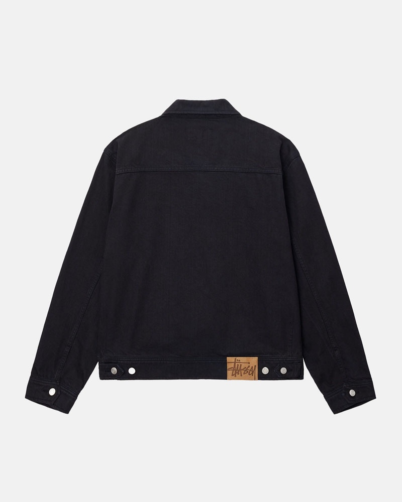 Black Stüssy Zip Work Overdyed Jacket | UAE MVN056482