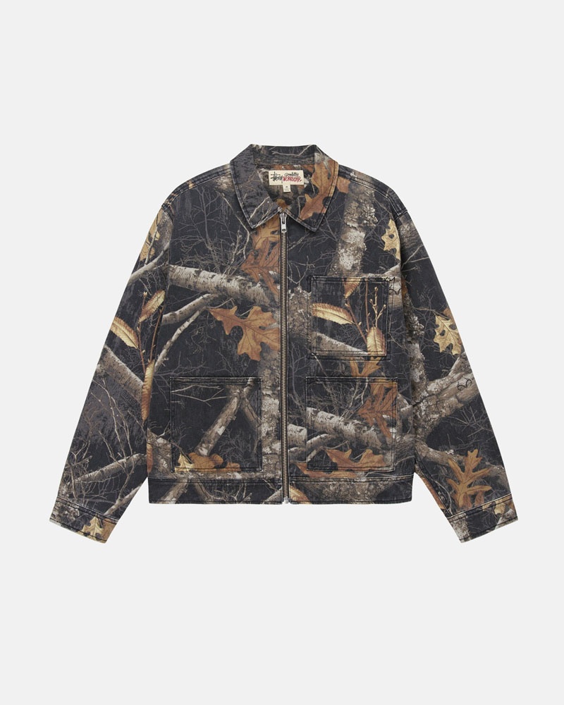 Black Stüssy Zip Work Realtree Edge Jacket | UAE COS165342