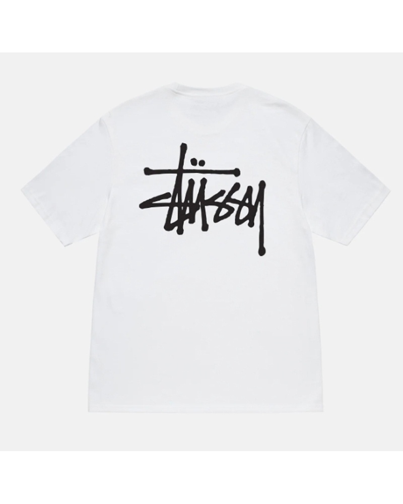 Black White Stüssy Basic T-Shirt | UAE DNP105497