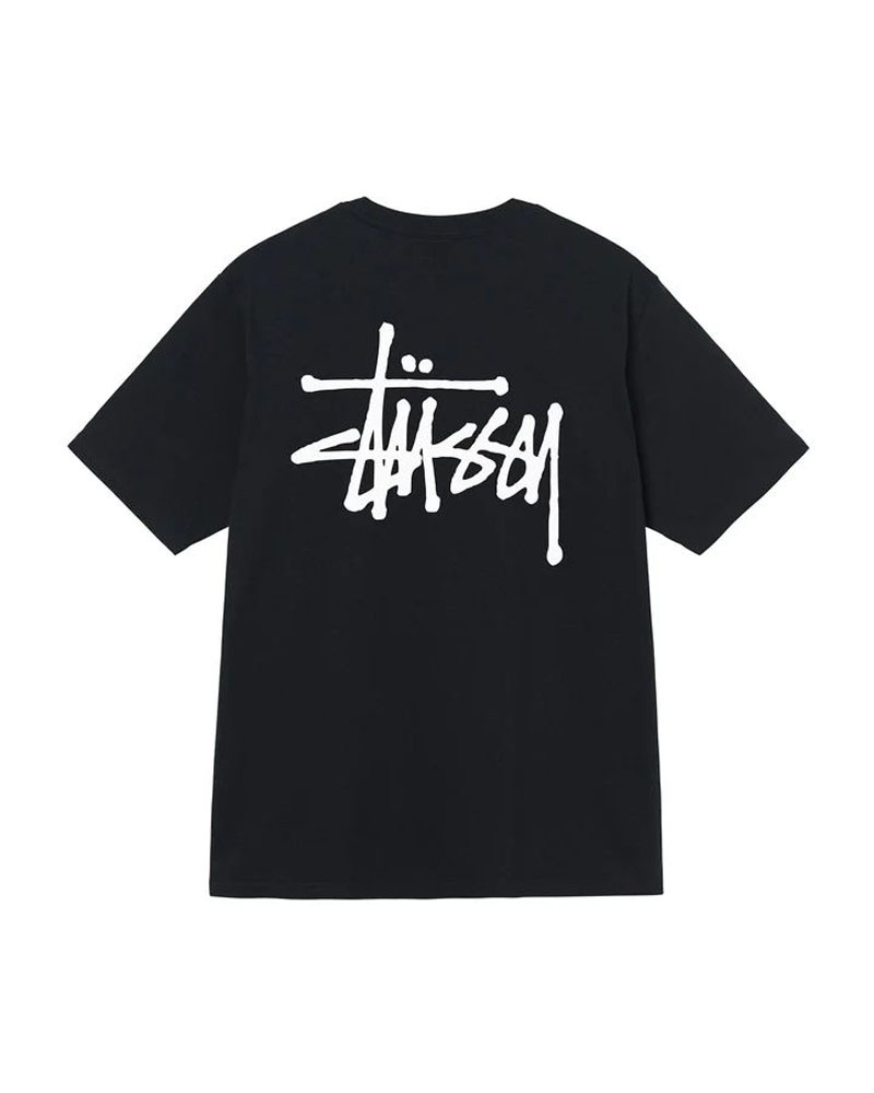 Black White Stüssy Basic T-Shirt | UAE DNP105497