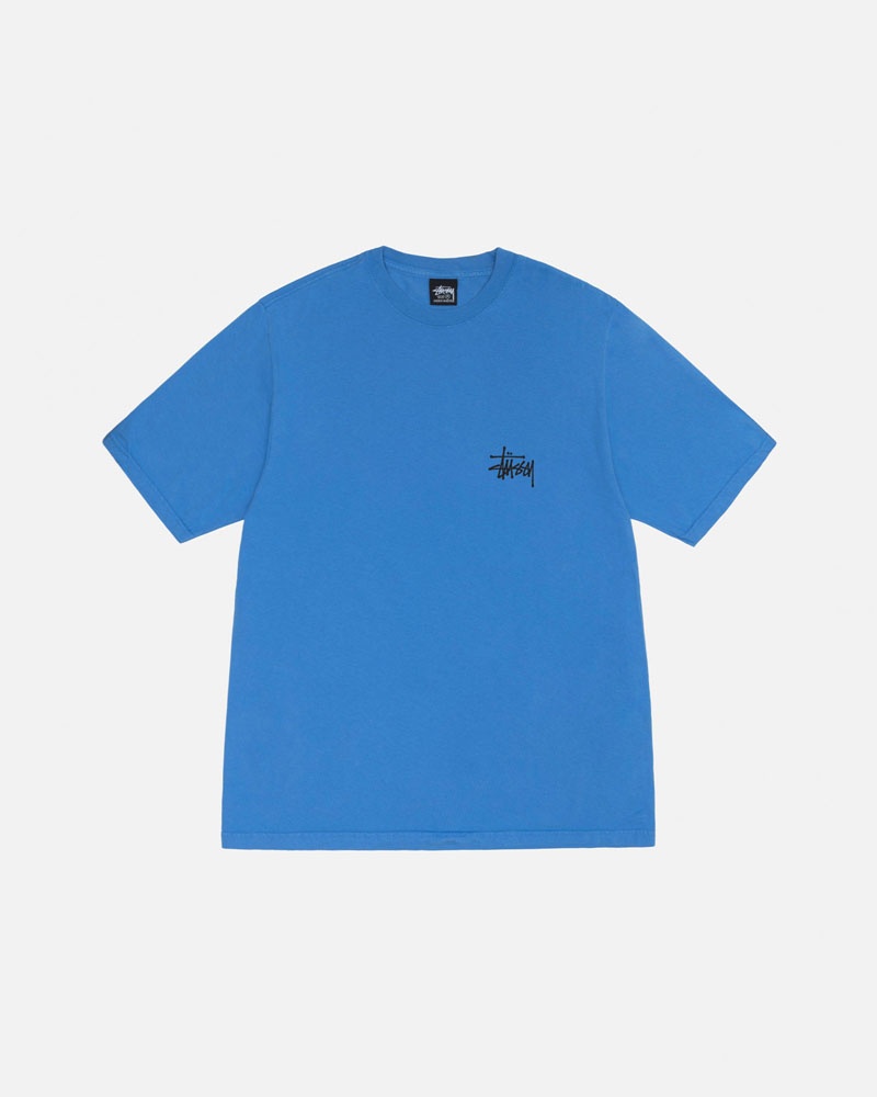 Blue Stüssy Basic Pigment Dyed T-Shirt | UAE SDA657208