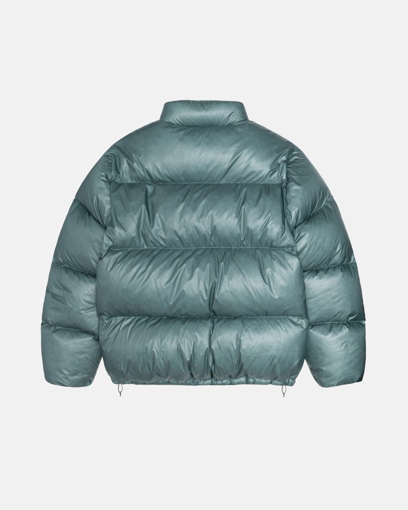 Blue Stüssy Down Puffer Parachute Ripstop Jacket | UAE CXU502147