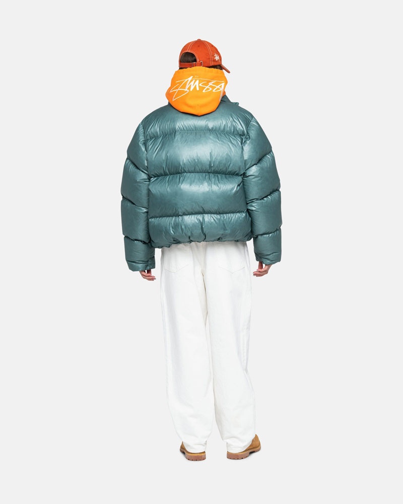 Blue Stüssy Down Puffer Parachute Ripstop Jacket | UAE CXU502147