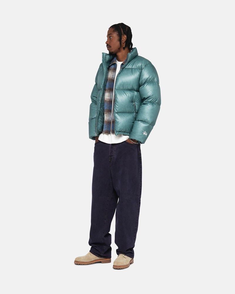 Blue Stüssy Down Puffer Parachute Ripstop Jacket | UAE CXU502147