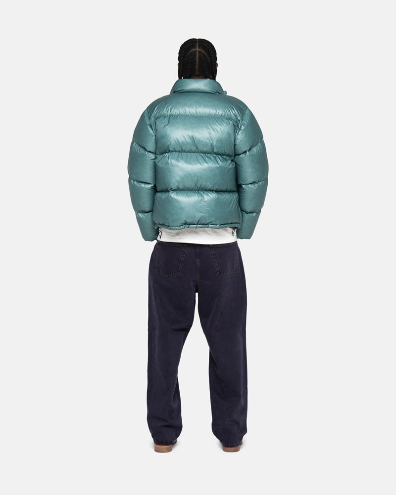 Blue Stüssy Down Puffer Parachute Ripstop Jacket | UAE CXU502147