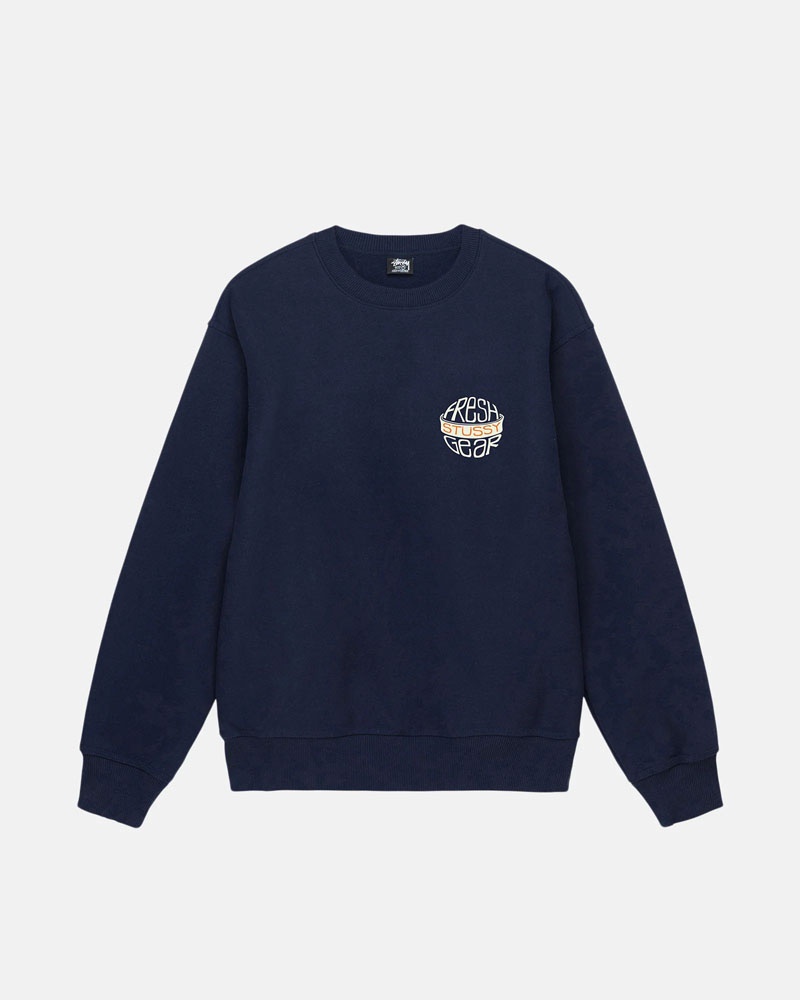 Blue Stüssy Fresh Gear Crew Sweatshirt | UAE WAI062951