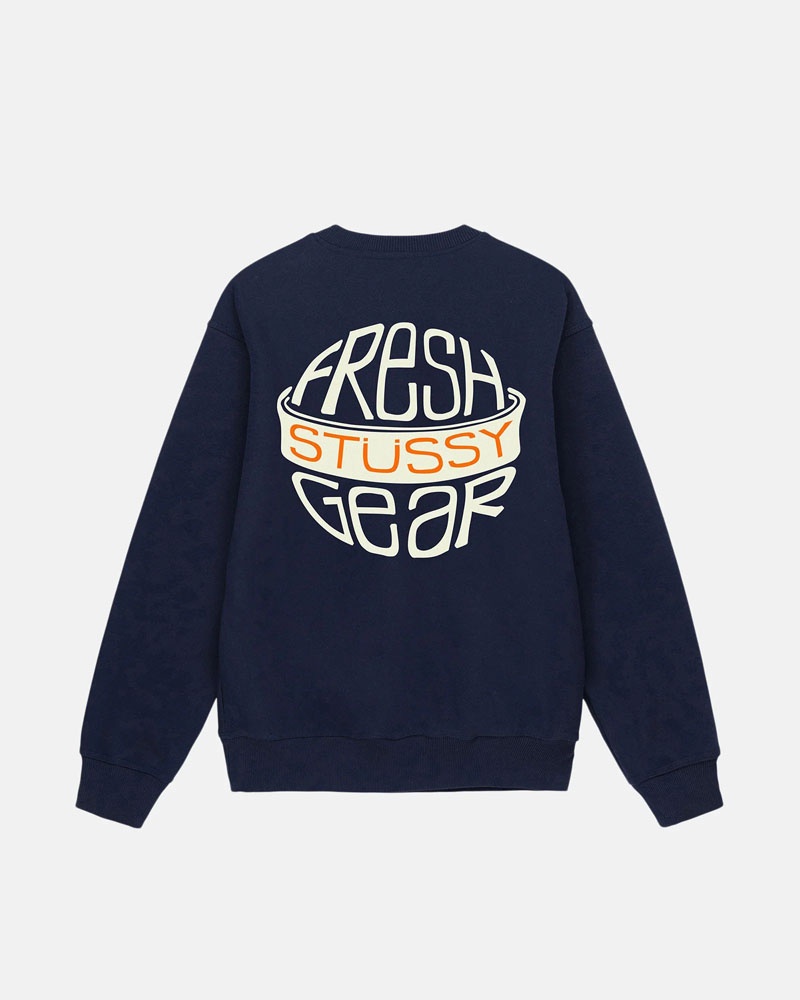 Blue Stüssy Fresh Gear Crew Sweatshirt | UAE WAI062951