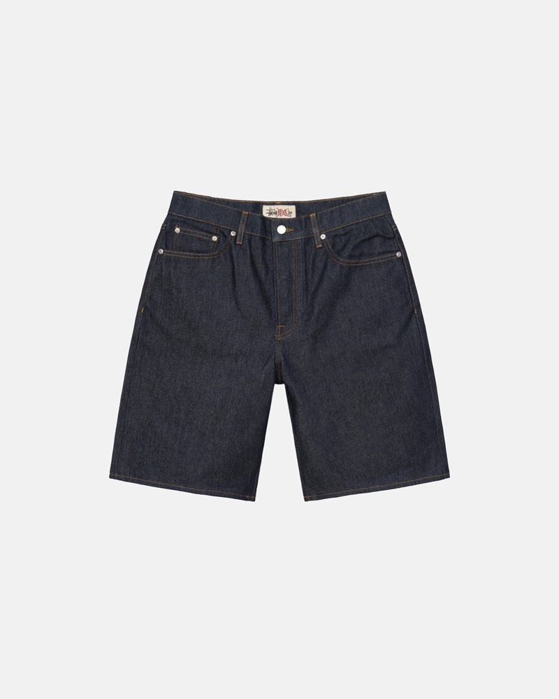 Blue Stüssy Raw Denim Big OL Shorts | UAE FOV591483