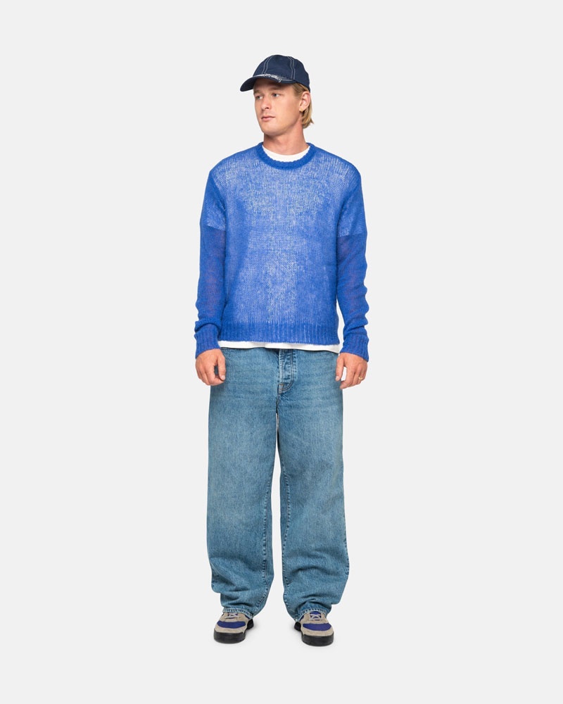 Blue Stüssy S Loose Knit Sweater | UAE RPM864051