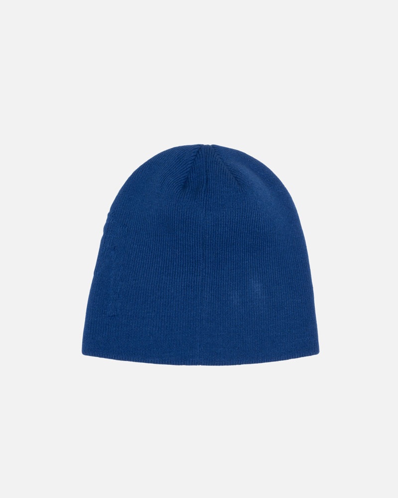 Blue Stüssy Skullcap Embossed Smooth Stock Beanie | UAE YCF829456