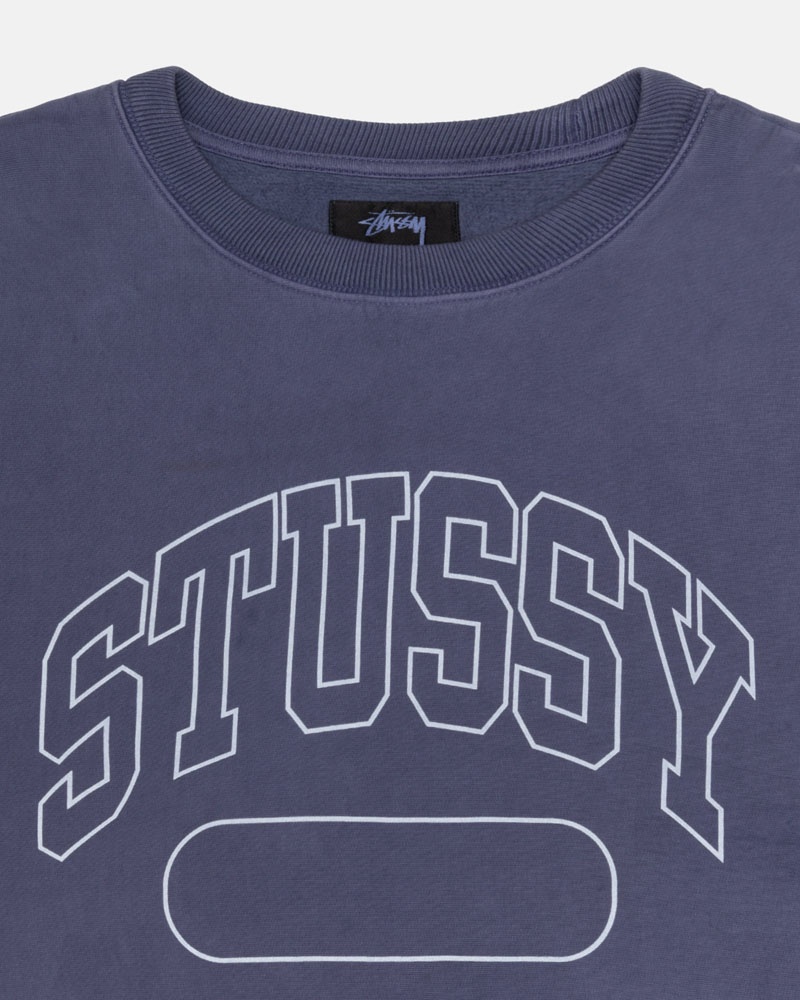 Blue Stüssy Varsity Oversized Crew Sweatshirt | UAE WIV056934