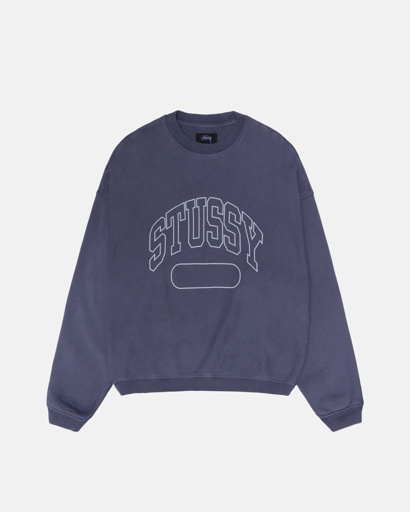 Blue Stüssy Varsity Oversized Crew Sweatshirt | UAE WIV056934