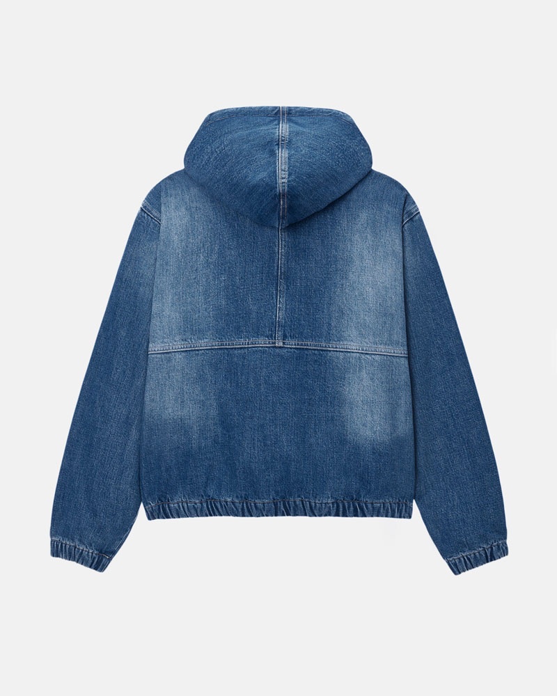 Blue Stüssy Work Denim Sherpa Jacket | UAE XGP762903