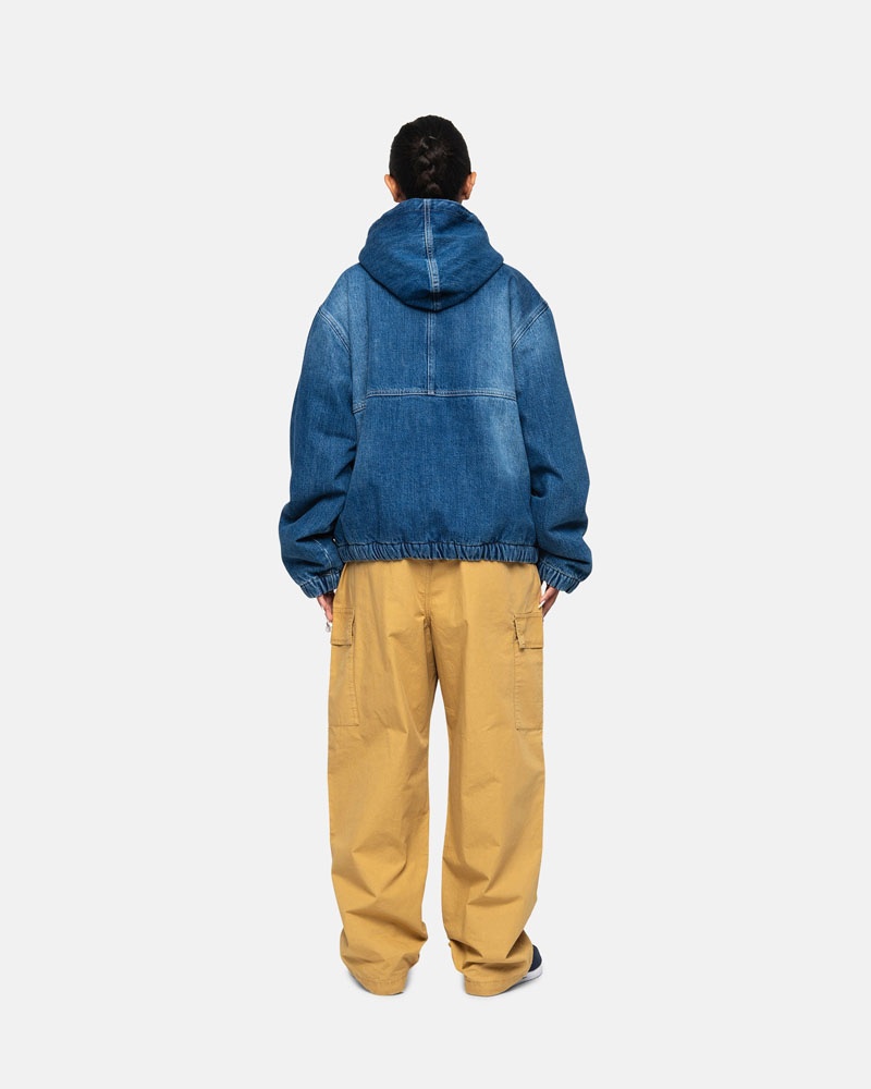 Blue Stüssy Work Denim Sherpa Jacket | UAE XGP762903