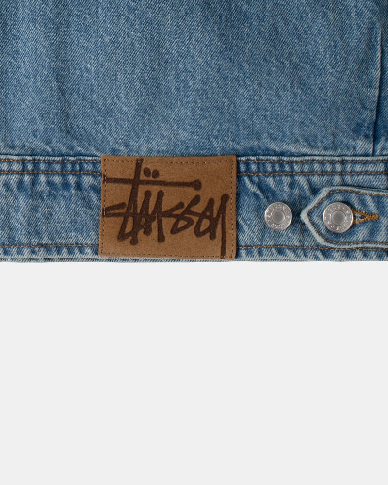 Blue Stüssy Zip Work Denim Jacket | UAE IAF853967