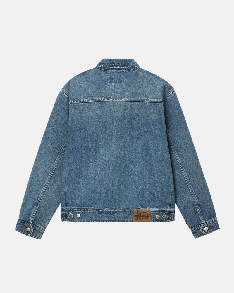 Blue Stüssy Zip Work Denim Jacket | UAE LIS635908