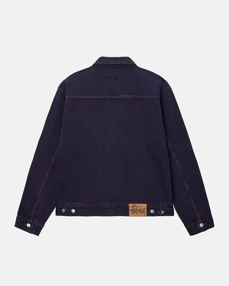 Blue Stüssy Zip Work Denim Jacket | UAE NBM389072