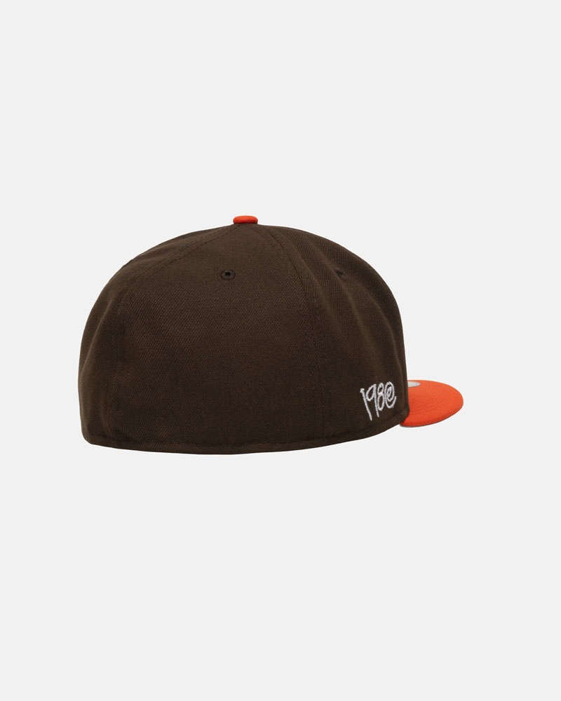 Brown Orange Stüssy New Era 59Fifty Curly S Cap | UAE BQI657809