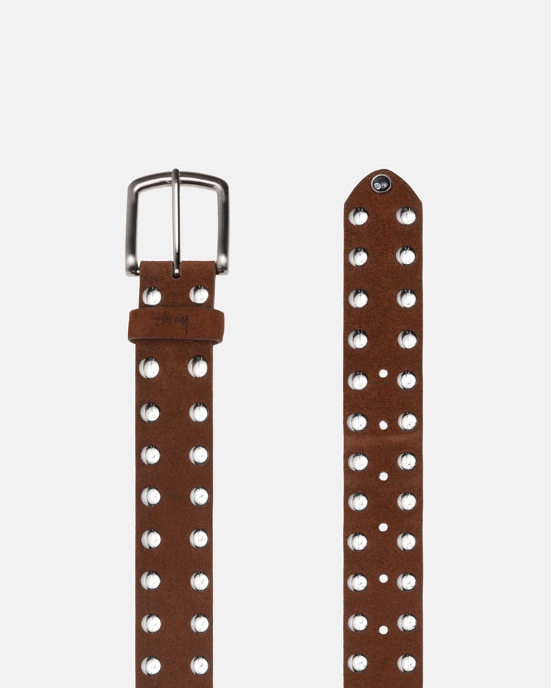 Brown Stüssy 8 Ball Studded Belt | UAE OUQ860451