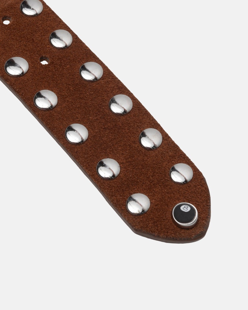 Brown Stüssy 8 Ball Studded Belt | UAE OUQ860451