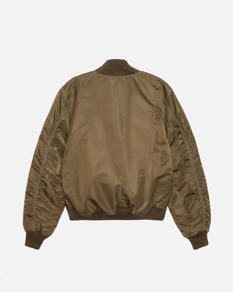 Brown Stüssy Built Reversible Bomber Jacket | UAE WRO437809