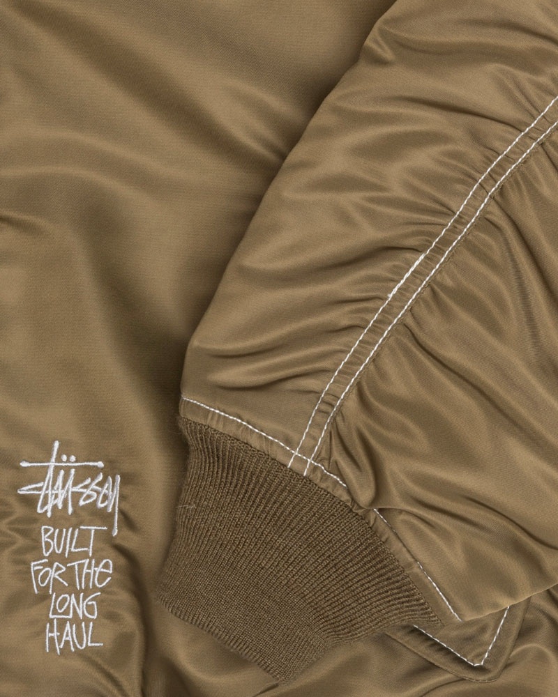 Brown Stüssy Built Reversible Bomber Jacket | UAE WRO437809