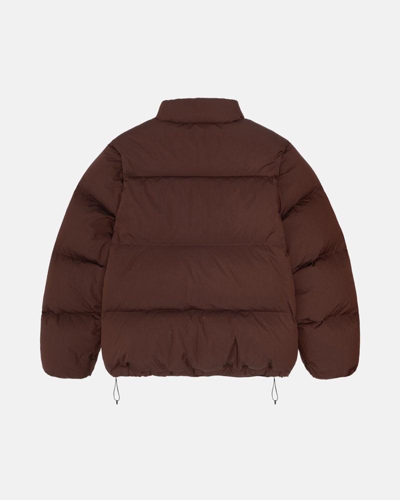 Brown Stüssy Down Puffer Nylon Jacket | UAE EXI825497